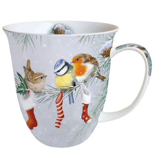 Tasse, Porzellantasse CHRISTMAS SOCKS 0,4l by Ambiente | Weihnachten, Vögel