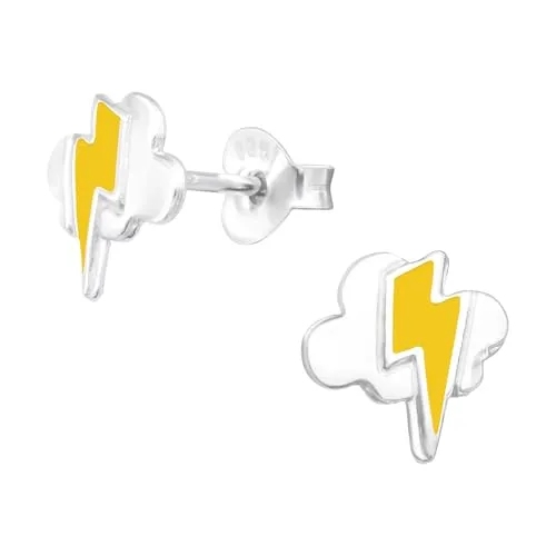 Monkimau Blitz Kinder Ohrringe | 925 Silber | Mädchen Ohrstecker Schmuck | Hypoallergen & Nickelfrei | Kinderohrringe Geschenkidee