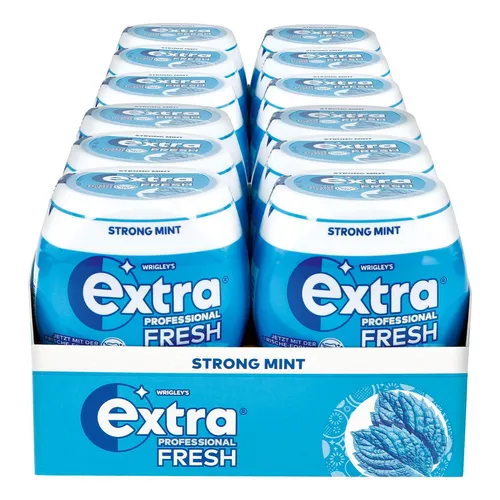Wrigley's Extra Fresh Strong Mint zuckerfrei Dose 50 Stück, 12er Pack - Sonstige Süßigkeiten - Praktische Großpackung mit 12 Dosen, ideal für Minz-Liebhaber, überzeugt mit extrastarkem Minz- und Menthol-Geschmack.