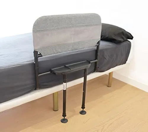 KMINA Bettgitter Rausfallschutz Senioren, Verstellbare Aufstehhilfe Bett für Erwachsene, Stabiler Haltegriff Bettschutzgitter mit Tablett und Taschen, 145 kg Belastbarkeit