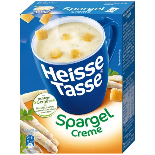 Erasco Heisse Tasse Spargel-Creme 1er Pack - Leckere Spargel-Creme-Suppe in praktischen Beuteln, perfekt für eine schnelle und köstliche Mahlzeit zwischendurch. Ideal für Suppenliebhaber!