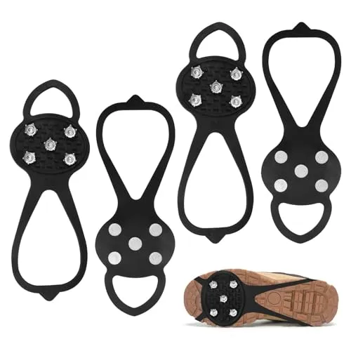 Paar Anti-Rutsch Schuhspikes, Spikes für Schuhe Winter mit 5 Zähne, Grödel Steigeisen leichte, Universal Spikes Schuhe Schuhkrallen für Mann Frau, für Wandern Outdoor Schnee EIS (M) 2