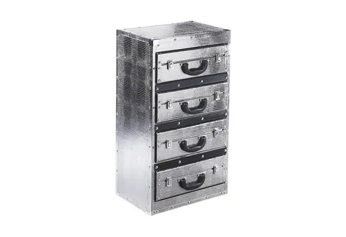 Kobolo Regal Kommode Kofferoptik Silber mit 4 Fächern von Kobolo