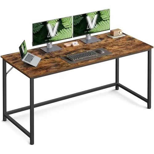 VASAGLE Computertisch, 135 x 60 cm, vintagebraun-tintenschwarz, für Büro und Wohnzimmer
