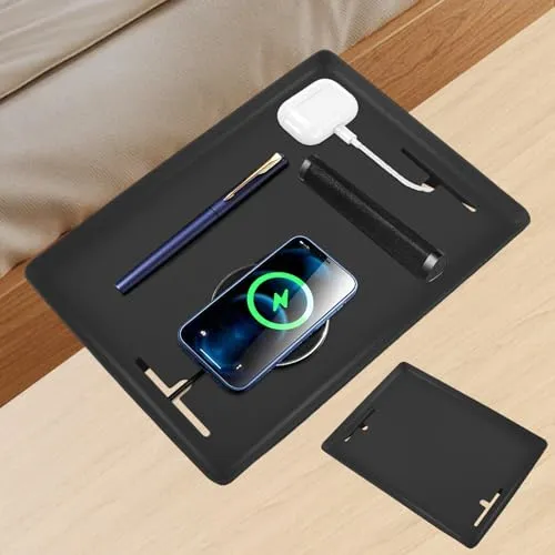 WIYETY Schwarz Nachttisch Hängend: Zum Einhängen ans Bett, Regal Clip, Betttablett Schwebend, Tablett für Bett