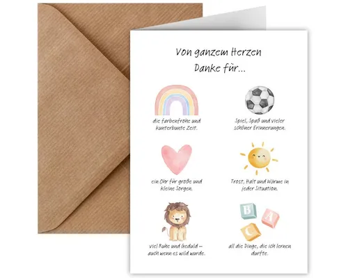 Things of Happiness Grußkarte Karte Abschied Kindergarten, Kita, Karte für Erzieher Erzieherin