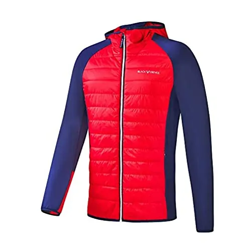 Black Crevice Herren wattierte Hybrid Jacke - Rot/Blaut, Größe L - Funktionsjacken mit elastischem Gewebe für hohen Tragekomfort und Bewegungsfreiheit. Leichte Isolierung und wind- sowie wasserabweisend für optimalen Schutz bei Outdoor-Aktivitäten.