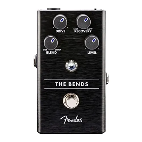 Fender The Bends Compressor - Effektpedal für E-Gitarre mit erstklassigem Sound, individuelle Kompressionseinstellung und beleuchteten Reglern für optimale Sicht auf dunklen Bühnen.