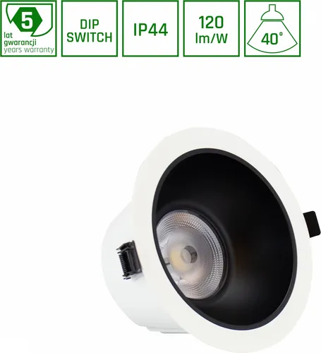 Spectrum LED Orbito Einbaustrahler Ø169mm 14-27W rund 40° DIP SWITCH 3250lm weiß IP44 Badleuchte UGR