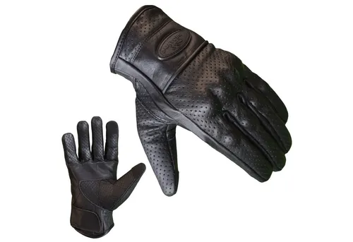 PROANTI Motorradhandschuhe aus Leder für den Sommer - Schwarz, Größe L - Handschuhe aus 100% Rindsleder, ideal für den Motorradsport im Sommer, sorgen für besten Grip und Komfort.
