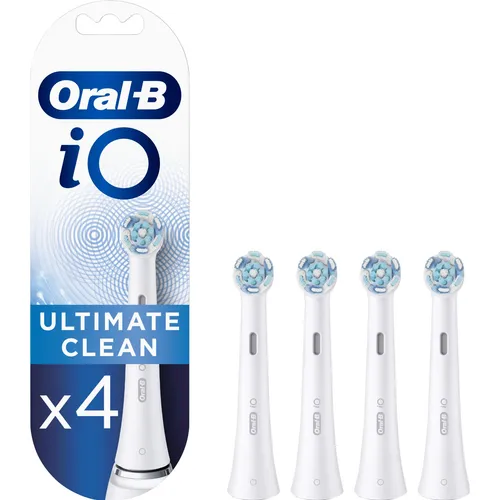 Oral-B iO Ultimate Clean Zebbürstenspitze, Packung mit 4 Stück - Ersatzzahnbürsten für Oral-B iO, entfernt bis zu 100% der Bakterienfliesen ab dem ersten Tag für eine gründliche Mundpflege.