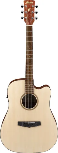 Ibanez PF10CE-OPN Open Pore Natural Gitarre - Dreadnought Cutaway Gitarre mit Fichtendecke und Ibanez AEQ2T Elektronik, ideal für anspruchsvolle Musiker.