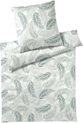 Elegante Bambus-Satin-Bettwäsche Palm 135x200cm - salbei-grün - Bettwäsche für Erwachsene und Jugendliche aus hochwertiger Bambus-Baumwolle, 60° Wäsche und Trocknergeeignet, ideal für ein modernes Schlafzimmer.
