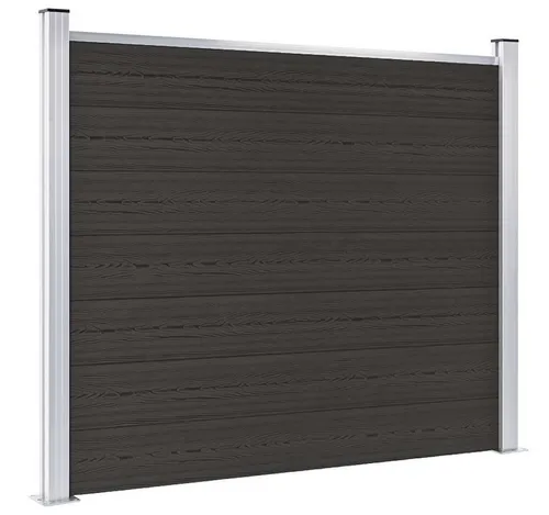 furnicato Zaun Zaunelement WPC 180x146 cm Schwarz - Robustes Zaunelement aus WPC für stilvolle Gartenabgrenzungen. Mit wählbarem Design und einfacher Montage bietet es Privatsphäre und Sicherheit in Ihrem Außenbereich.
