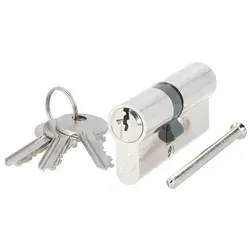 MS Beschläge Profilzylinder Doppelzylinder Messing vernickelt Schließzylinder, Türzylinder verschiedenschließend 30/40mm silberfarben 30/40 mm