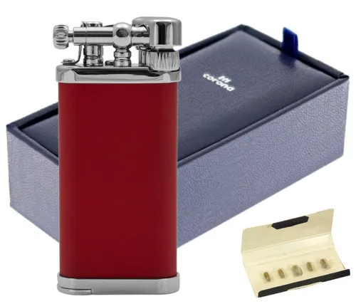 ITT IM Corona Old Boy Pfeifen Feuerzeug Messing verchromt Körper rot 64-3106