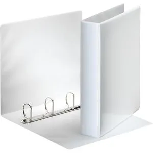 Esselte Präsentationsringbuch 49705, A4, 4 Ringe, Ø 50mm, aus PP, weiß, 2 Außentaschen