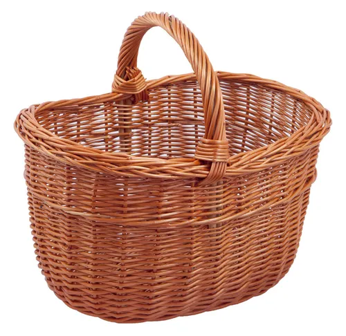 Einkaufskorb, braun, Vollweide, mit Henkel, Tragekorb, Bügelkorb, Autokorb