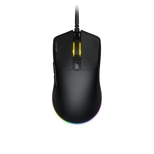 HATOR Pulsar 3 Gaming Maus – 12.000 DPI, PixArt Sensor, 62g, RGB, USB, PTFE-Gleiter, Paracord-Kabel, Optical Switches 100M, Windows 10/11, Schwarz