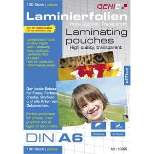 Genie Laminierfolien 10265, DIN A6, 80 mic, glänzend, 100 Stück