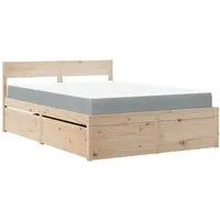 Bett mit Schubladen und Matratze 120x190 cm aus massivem Kiefernholz - Praktisches Bett mit Stauraum und atmungsaktiver Taschenfederkernmatratze für optimalen Schlafkomfort. Ideal für dein Schlafzimmer!