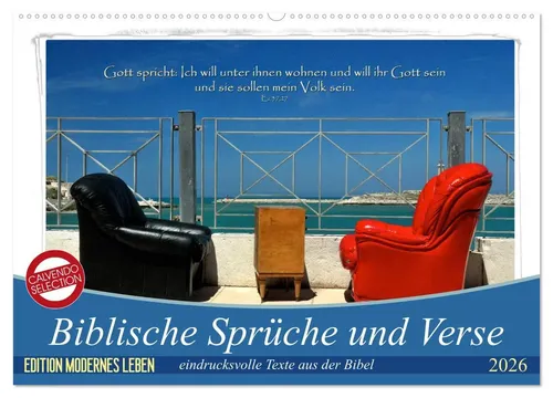 Biblische Sprüche und Verse Wandkalender 2026 - Inspirierender Wandkalender mit beeindruckenden Fotografien und biblischen Texten. Ideal für jeden Raum, um positive Gedanken und Spiritualität zu fördern.