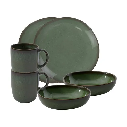 like. by Villeroy & Boch Lave Frühstücks-Set 6-teilig - Vert - Services: Hergestellt in Deutschland, das einzigartige Steingut-Frühstücks-Set Lave begeistert mit skandinavischem Design und intensiven Farben – ein perfektes Highlight für Ihr Frühstück!