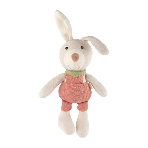 sigikid 39921 - Latzhosen-Hase Sweety, rot - Kuscheltiere: Weicher Kuschelhase mit recycelter Polyesterwatte, ideal für Kinder von 0 bis 8 Jahren, sicher und waschbar.