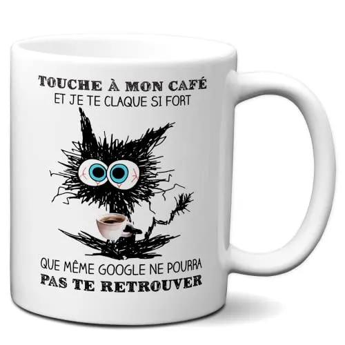 L'Esprit Des Anges Tasse, lustiges Geschenk – Touch à mon Café und ich teile mit dir – Original, lustig