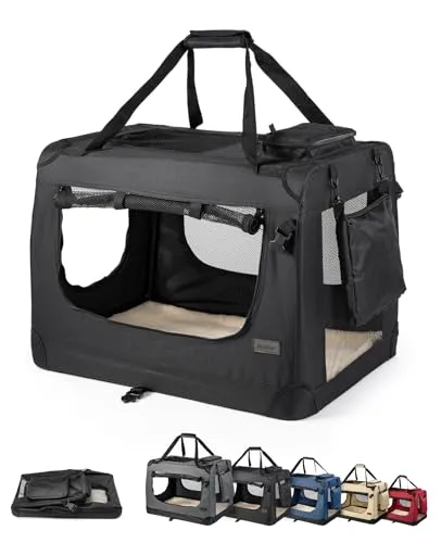 Lionto Tragetasche Stoff XL für Hunde schwarz 82x58x58 cm - Hundeboxen, geräumig und ideal für Reisen mit Ihrem Hund, bietet Komfort und Sicherheit auf jedem Ausflug.