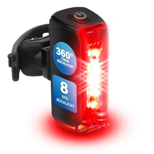 Fischer Fahrrad LED-Akku Rücklicht Twin Stop – 360° Sichtbarkeit