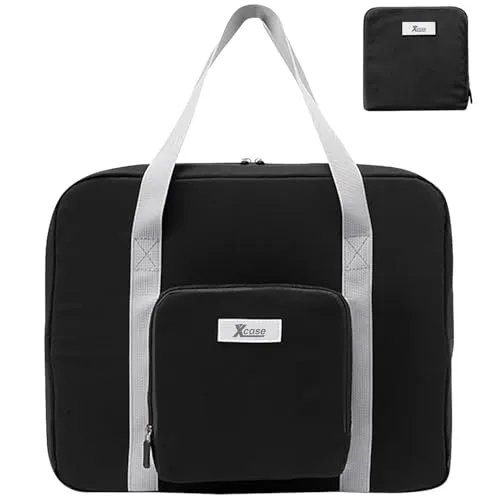 Xcase Reisetasche Flugzeug: Faltbare Handgepäck-Tasche für Flugreisen, 23 Liter, schwarz (Faltbare Reisetasche Flugzeug, Handgepäck, Handtaschen Organizer)
