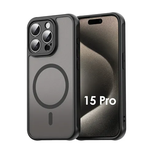 Magsafe Handyhülle für Apple iPhone 15 Pro Matt Case Schutzhülle Schwarz
