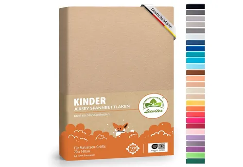 leevitex® Spannbettlaken Spannbettlaken Kinder Spannbettlaken Premium 170 g/m², Gummizug: Rundumgummizug, (1 Stück), schwer & blickdicht, 100% Baumwolle, 70 x 140 cm