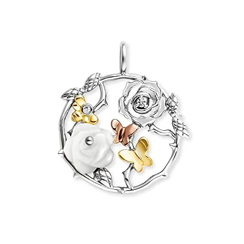 Engelsrufer Damen Anhänger Rose Garden aus Sterling Silber - Eleganter Anhänger aus Sterling Silber mit Perlmutt und Zirkonia, nickelfrei und ideal für Allergiker. Perfekt kombinierbar und inklusive Schmuckbox für stilvolle Geschenke.