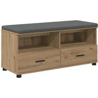 vidaXL Flurbank mit Kissen und Regal Artisan-Eiche 100 x 38 x 46 cm - Moderne Flurbank aus Holzwerkstoff mit bequemem Polster und praktischem Stauraum. Ideal für Eingangsbereiche, fügt sich nahtlos in jedes Zuhause ein und bietet funktionale Eleganz.