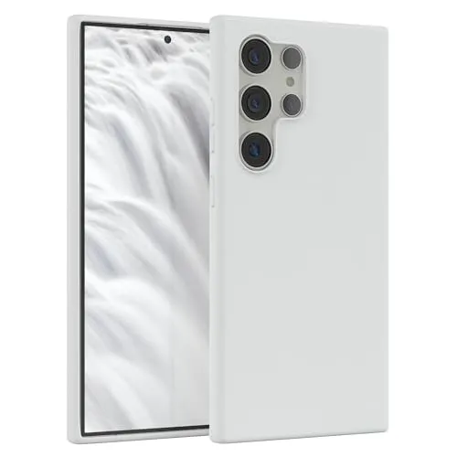 EAZY CASE Premium Silikon Handyhülle kompatibel mit Galaxy S24 Ultra Slimcover mit Kameraschutz und Innenfutter, Silikonhülle, Schutzhülle, Bumper, Handy Case, Hülle, Softcase, Weiß