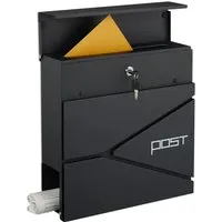 relaxdays Briefkasten mit Zeitungsfach, schwarz