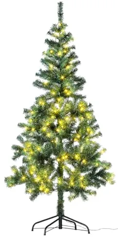 infactory Weihnachtsbaum künstlich: Weihnachtsbaum mit Bodenständer, 180 cm, 364 Spitzen, 240 LEDs (Weihnachtsbaum LED Beleuchtung, Tannenbaum mit LED-Beleuchtung, Weihnachtsbaumkerzen)
