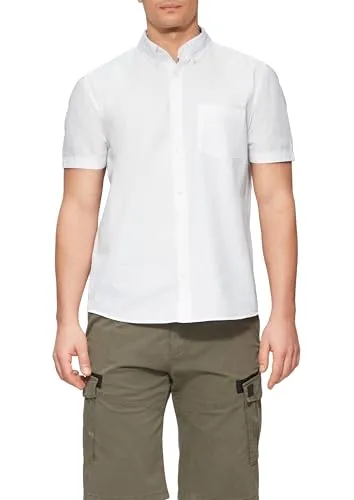 s.Oliver Kurzarmhemd mit Waschung und Tape, white - Freizeithemden aus 100% atmungsaktiver Baumwolle, pflegeleicht und mit trendy Waschung für einen lässigen Look.