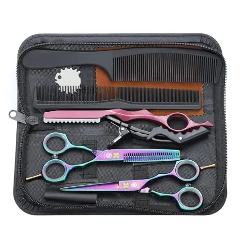 Purple Dragon Haarschere 5,5Zoll Profi Friseurschere Friseurscheren set perfekt Haarschnitt für Damen und Herren Sharfe Schere für Barbier/Friseur/Anfänger (Irisierend)