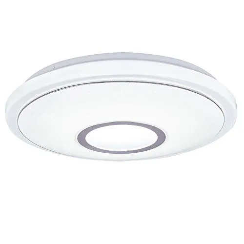 GLOBO LIGHTING Deckenleuchte CONNOR - Moderne Deckenleuchte aus Metall mit opalem Acryl und Chromring, dimmbar über Wandschalter, ideal für stimmungsvolle Beleuchtung in jedem Raum.