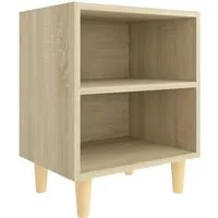 vidaXL Nachttisch Sonoma-Eiche mit Massivholz-Beinen in braun von vidaXL