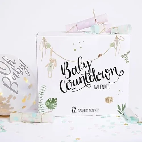 Baby Countdown Kalender – 12 Monatsgeschenke für das erste Jahr - 🎁 12 liebevoll gestaltete Überraschungen für jeden Monat: Begleitet die Entwicklung des Babys. Hochwertig verarbeitet und ideal als Dekoration. Perfekt als Geschenk zur Geburt oder Taufe – mit optionaler Personalisierung.