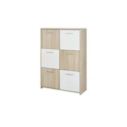 uno Kommode Quadro - Holzfarben, 6 Fächer - Kommode in Eichenoptik mit schachbrettförmigem Design, bietet großzügigen Stauraum mit 6 großen Fächern. Ideal für stilvolle Wohnräume!