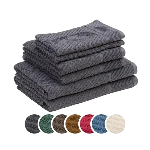 liebling Frottier Set Fischgrät, je 2 x Handtücher 50 x 100 cm, Duschtücher 70 x 140 cm, Gästetücher 30 x 50 cm, Ökotex, 60 Grad, saugstark, schnelltrocknend, anthrazit