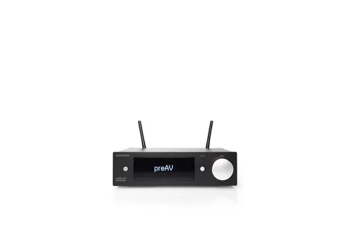 Nubert nuXinema preAV | Schwarzer AV-Vorverstärker für Surround-Sound - HiFi-Receiver mit Dolby Atmos® und DTS:X, drahtloser Lautsprecheranbindung und individueller Klangregelung für optimalen Hörgenuss.