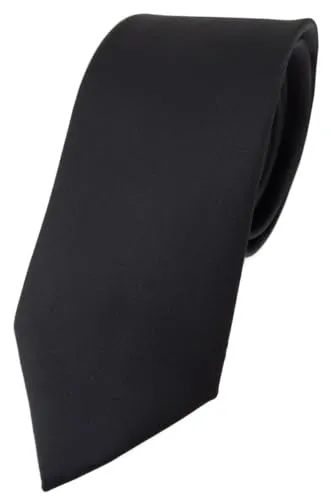 TigerTie Herren Krawatte – Klassische 7,5 cm Krawatte in schwarz einfarbigem Design, ideal für Geschäftstermine, festliche Anlässe und die Freizeit