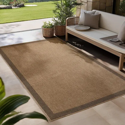 Carpetsale24 Outdoor Teppich Wetterfest 140 x 200 cm Beige - Robuster Polypropylen Teppich im natürlichen Jute-Look, ideal für In- & Outdoor. UV-beständig, antirutsch und waschbar - perfekt für Balkon, Garten und Küche.