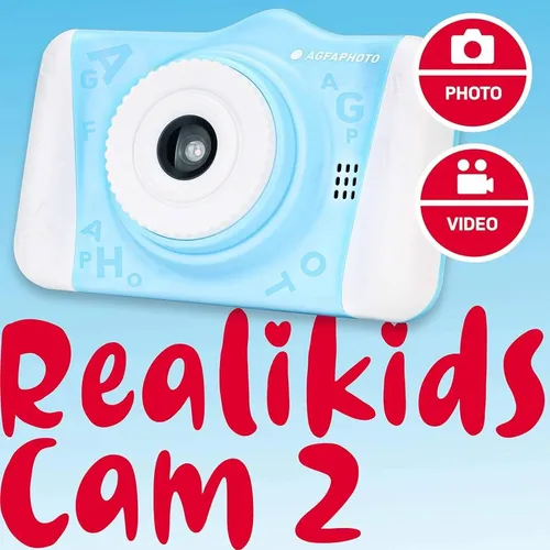 AgfaPhoto Realkids Cam 2 - Digitalkamera für Kinder, 10.1 Megapixel in Blau, leicht und benutzerfreundlich für kleine Fotografen